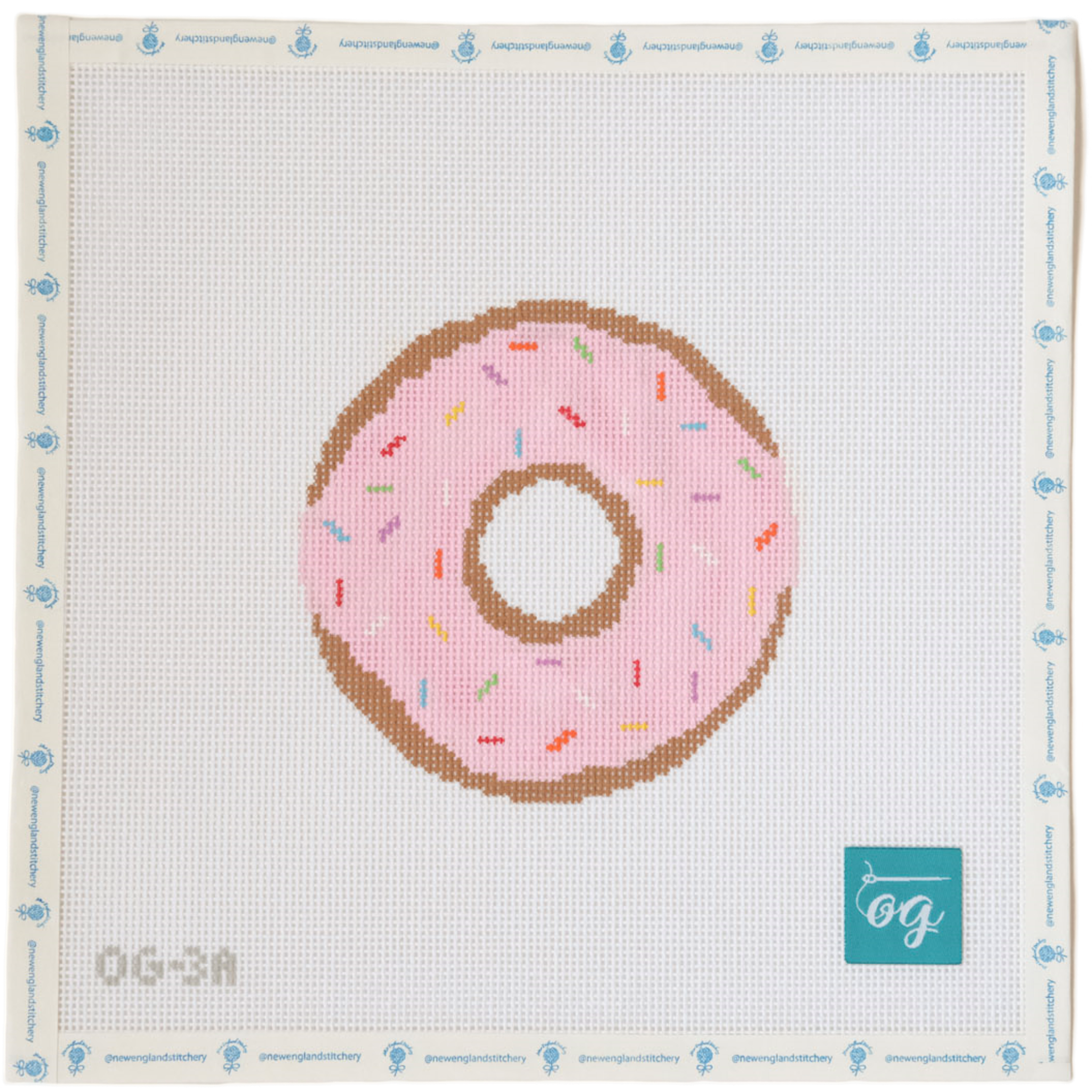 Pink Donut 4 x 4  Needlepoint Canvas –