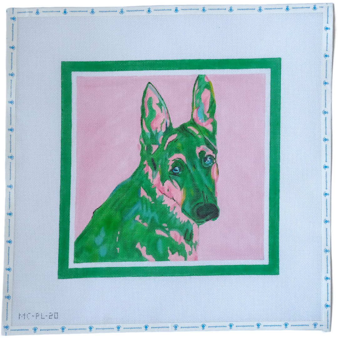 German Shepherd on Pink