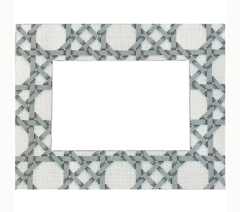 Grey White Caning Pattern Frame
