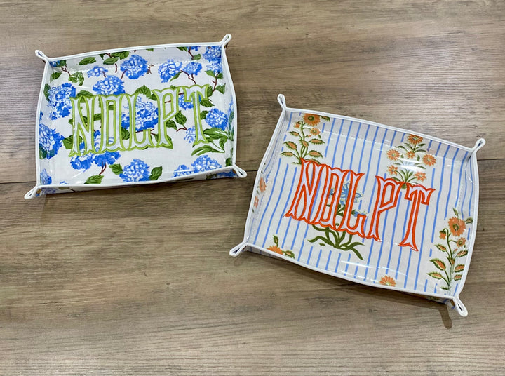 NDLPT Orange and Blue Floral Vinyl Covered Snap Tray