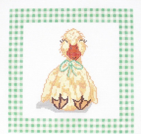 Ducky Lovey with Green Gingham Boarder
