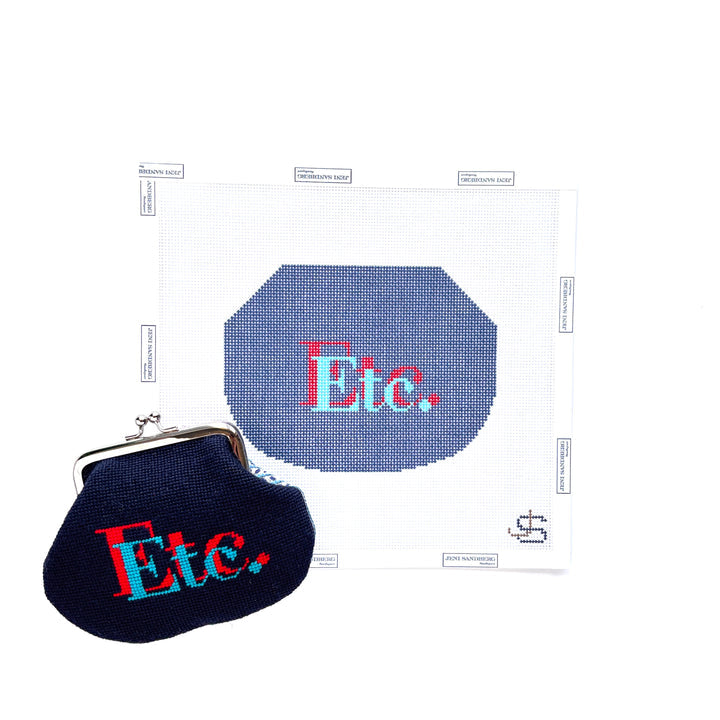 Etc. Kiss Lock Bag Canvas - Navy and Red