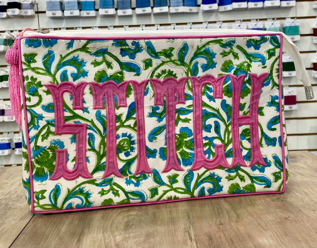 STITCH (Pink) Green and Blue Florals Stash Bag
