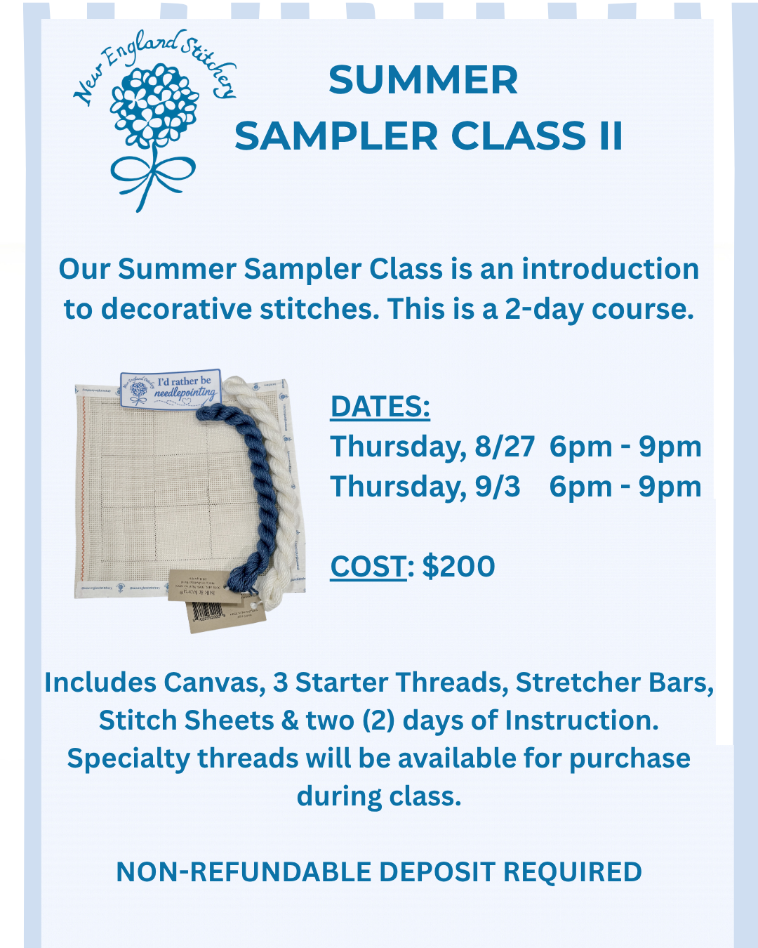 Summer Sampler Class II: An Introduction to Decorative Stitches
