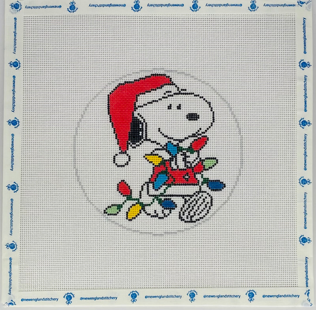 Snoopy in a Santa Suit Tangled in Lights