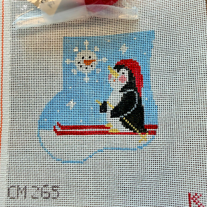 Penguin Skiing Mini Sock with Penguin Insert - CM265