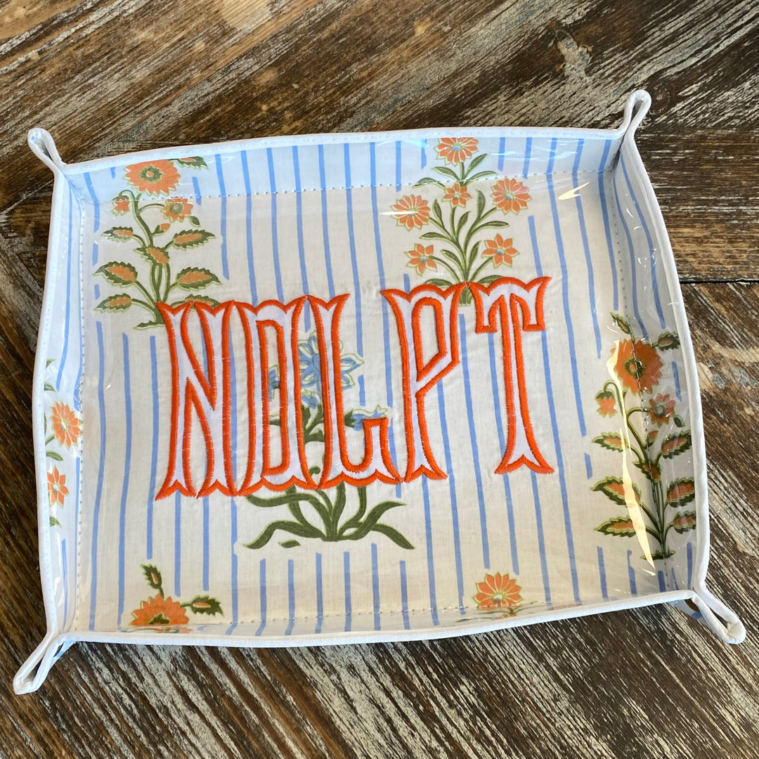 NDLPT Orange and Blue Floral Vinyl Covered Snap Tray