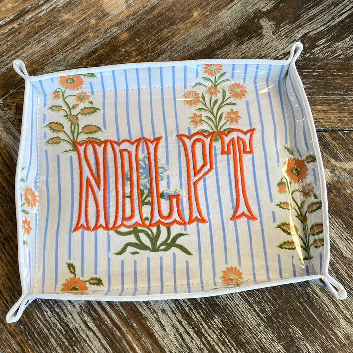NDLPT Orange and Blue Floral Vinyl Covered Snap Tray