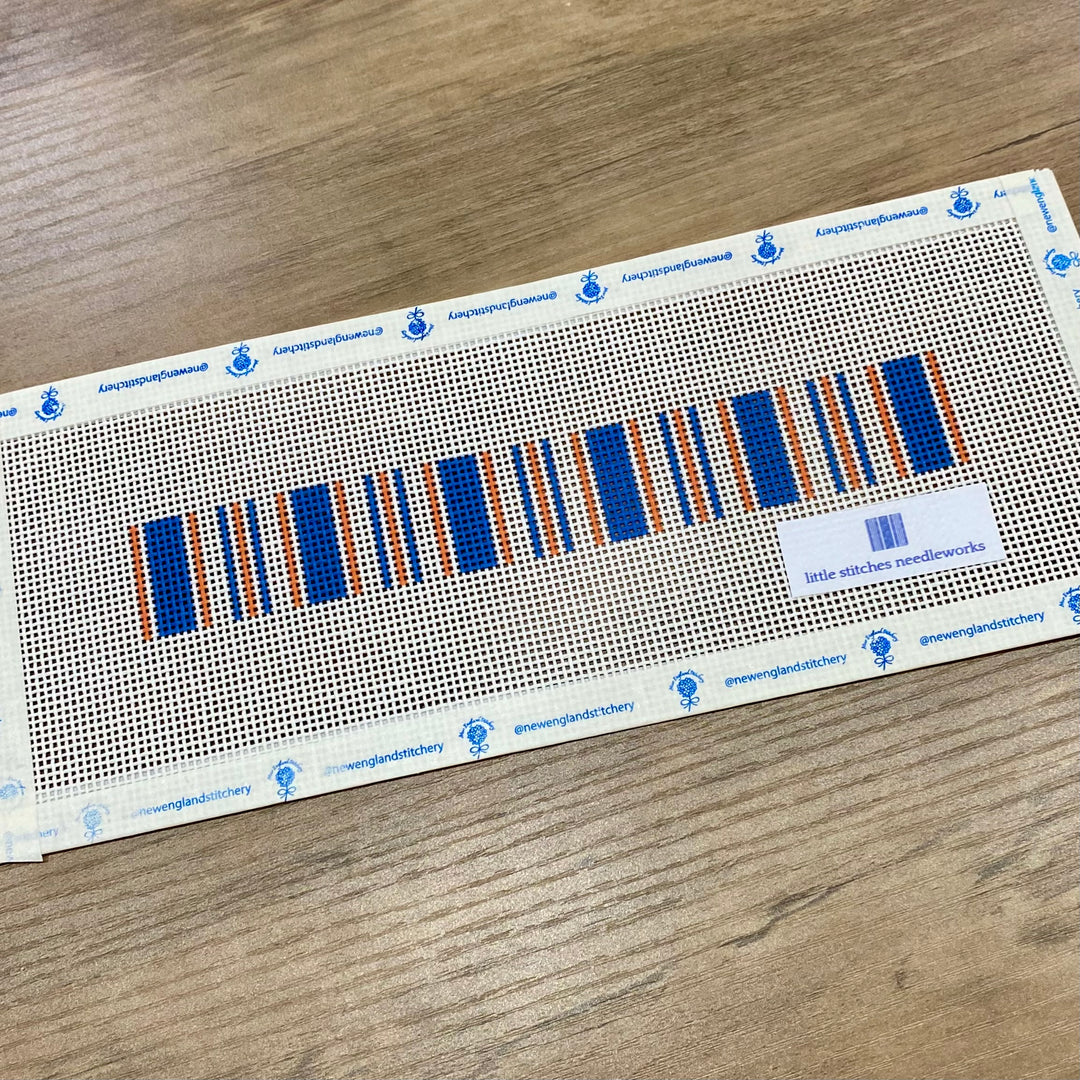 Cabana Stripe Key Fob - Royal Blue and Tangerine