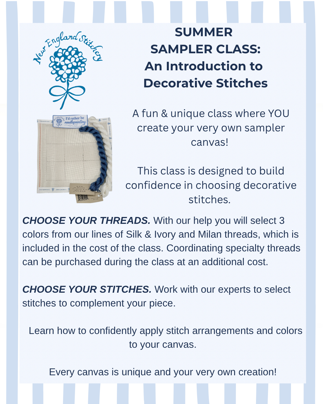 Summer Sampler: An Introduction to Decorative Stitches