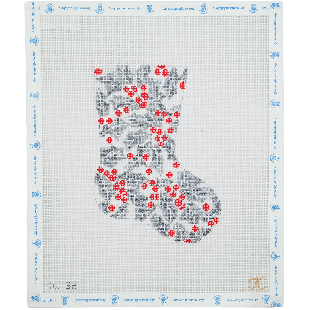 Silver Holly Mini Stocking