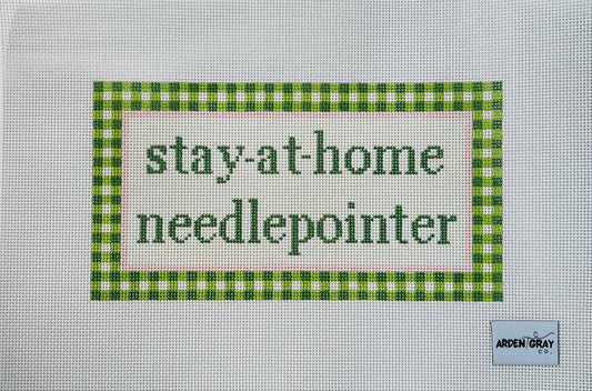 Green Gingham stay-at-home needlepointer