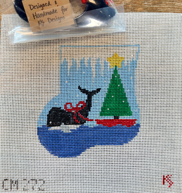 Whale & Christmas Tree Mini Sock with Whale Insert - CM272