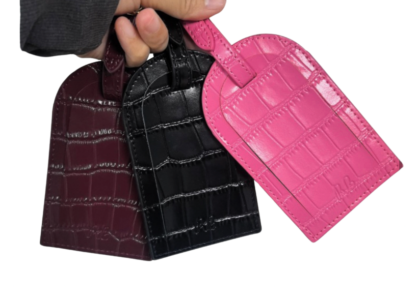 Burgundy Croc Self Finishing Bag Tag