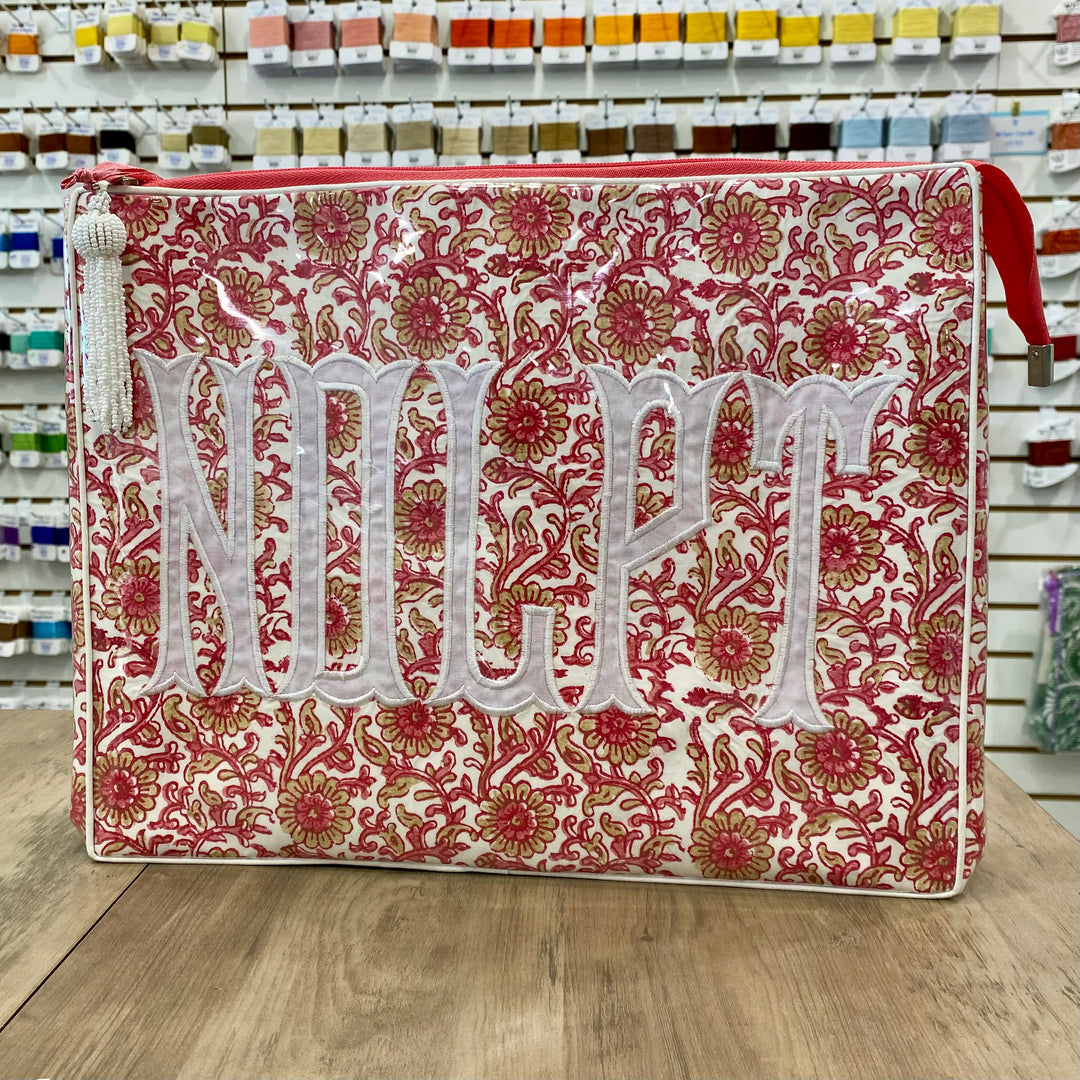 NDLPT (White) Coral and Gold Floral Stash Bag