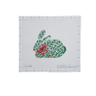Fishnet Green Bunny with Red Bow