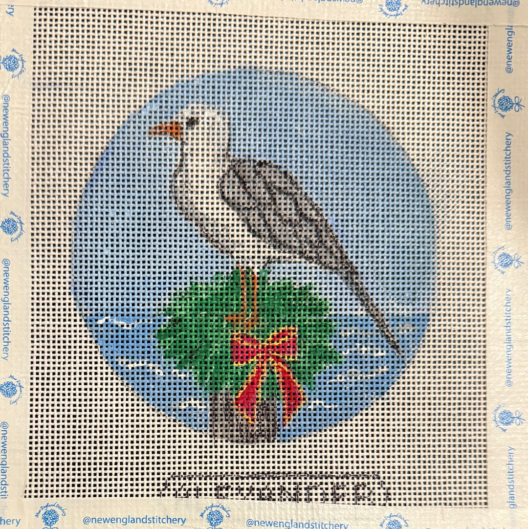 Seagull on Christmas Wreath