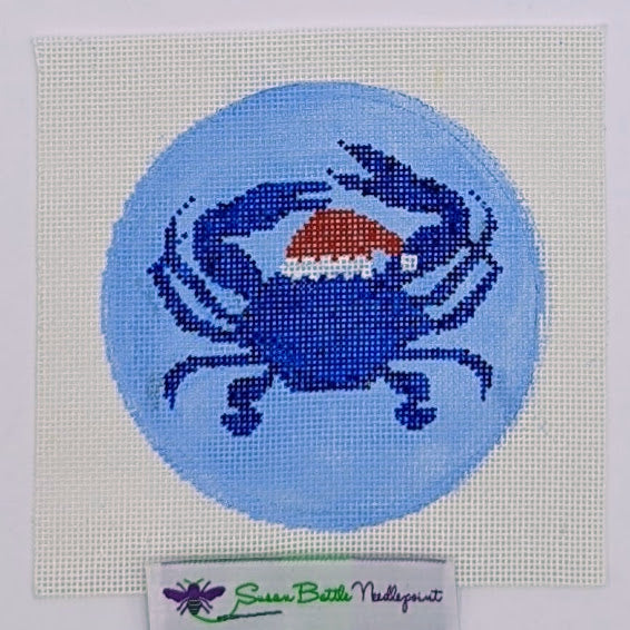 Blue Crab in Santa Hat Ornament