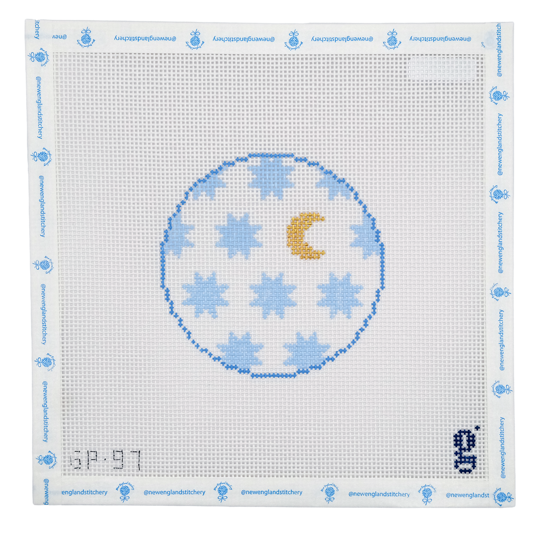 Moon and Stars on White