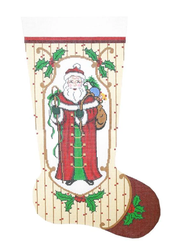 Red Old Time Santa Christmas Stocking