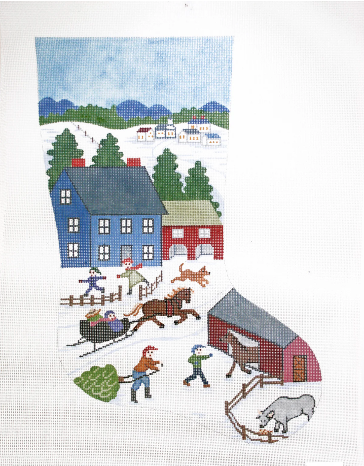 Winter Scene Christmas Stocking