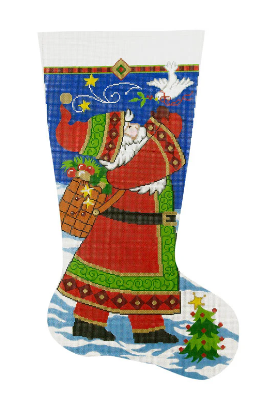 Santa with Dove Christmas Stocking