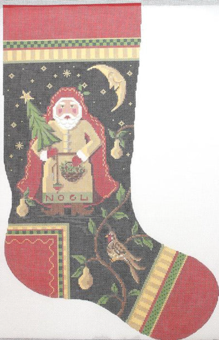 Noel Santa and Partridge Christmas Stocking