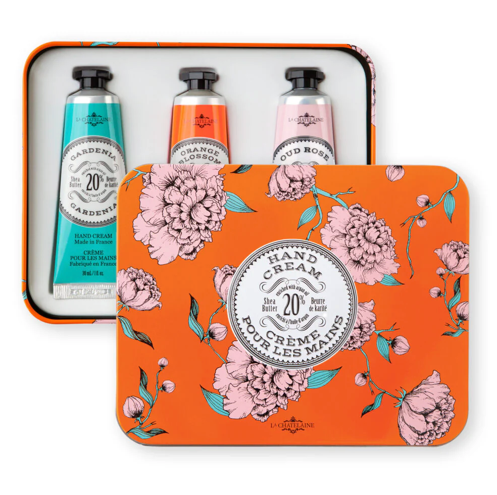 La Chatelaine Hand Cream Trio: Gardenia, Orange Blossom, Passion Fruit