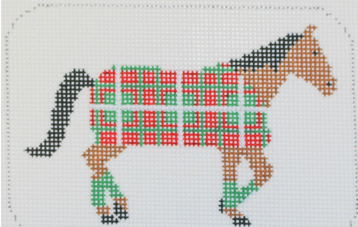 Horse in Christmas Blanket