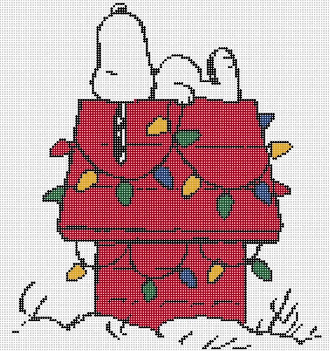 Snoopy on Lit Doghouse Canvas