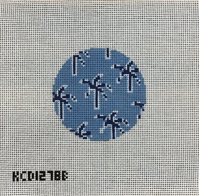 Blue Palm Tree Round