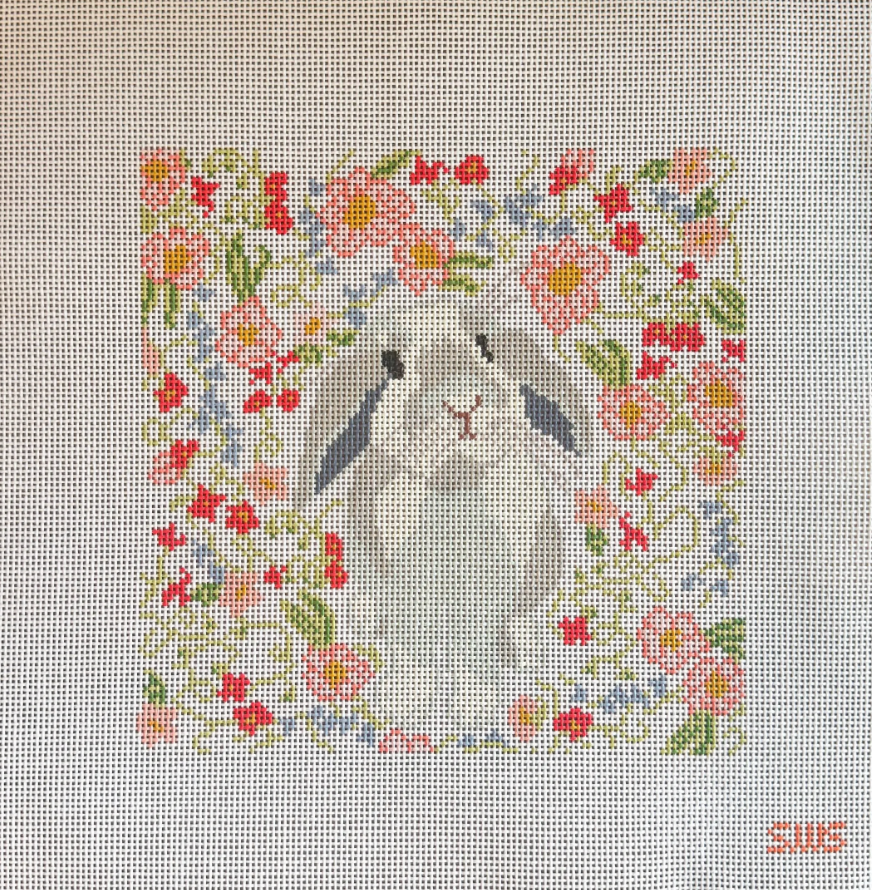 Gray Floral Bunny