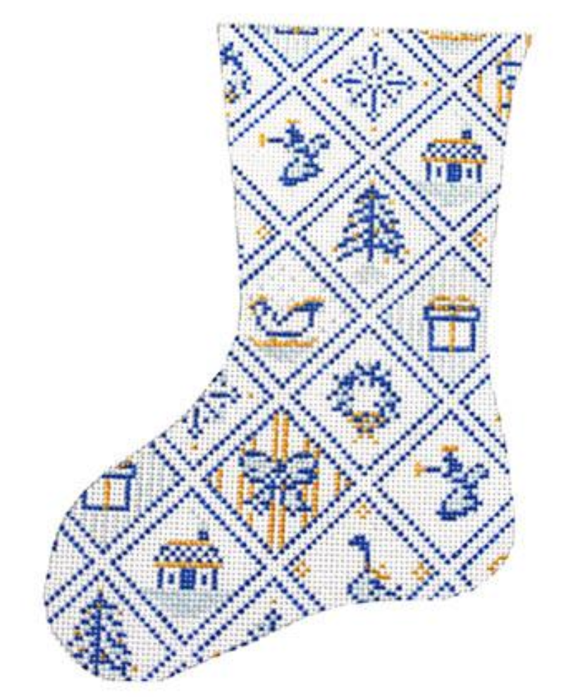 Blue and White Tile Mini Stocking