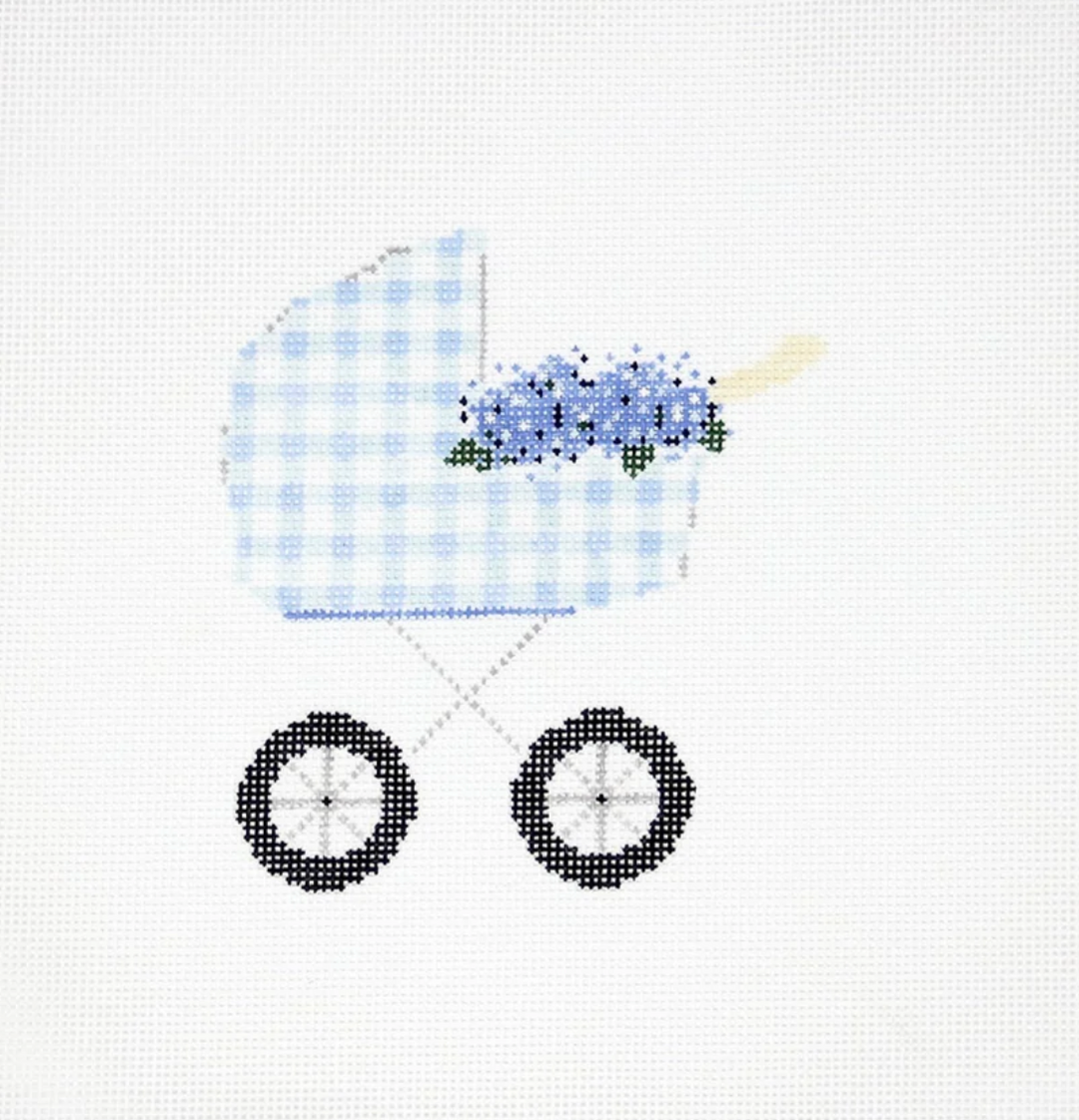 Blue Hydrangea Baby Carriage Canvas and Stitch Guide