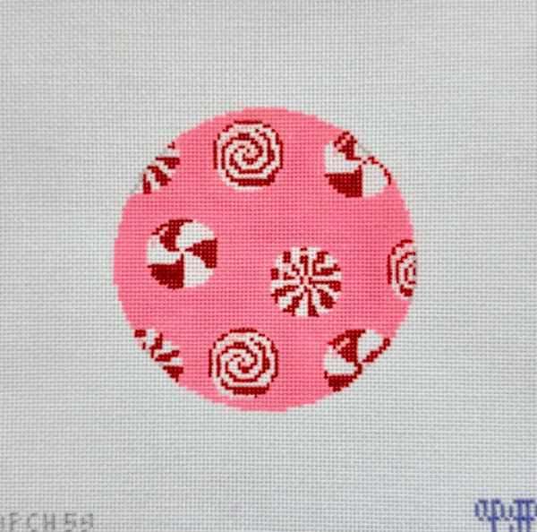 Peppermints on Pink Round