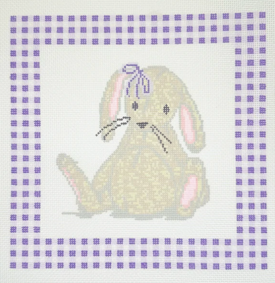 Bunny Lovey with Purple Gingham Boarder