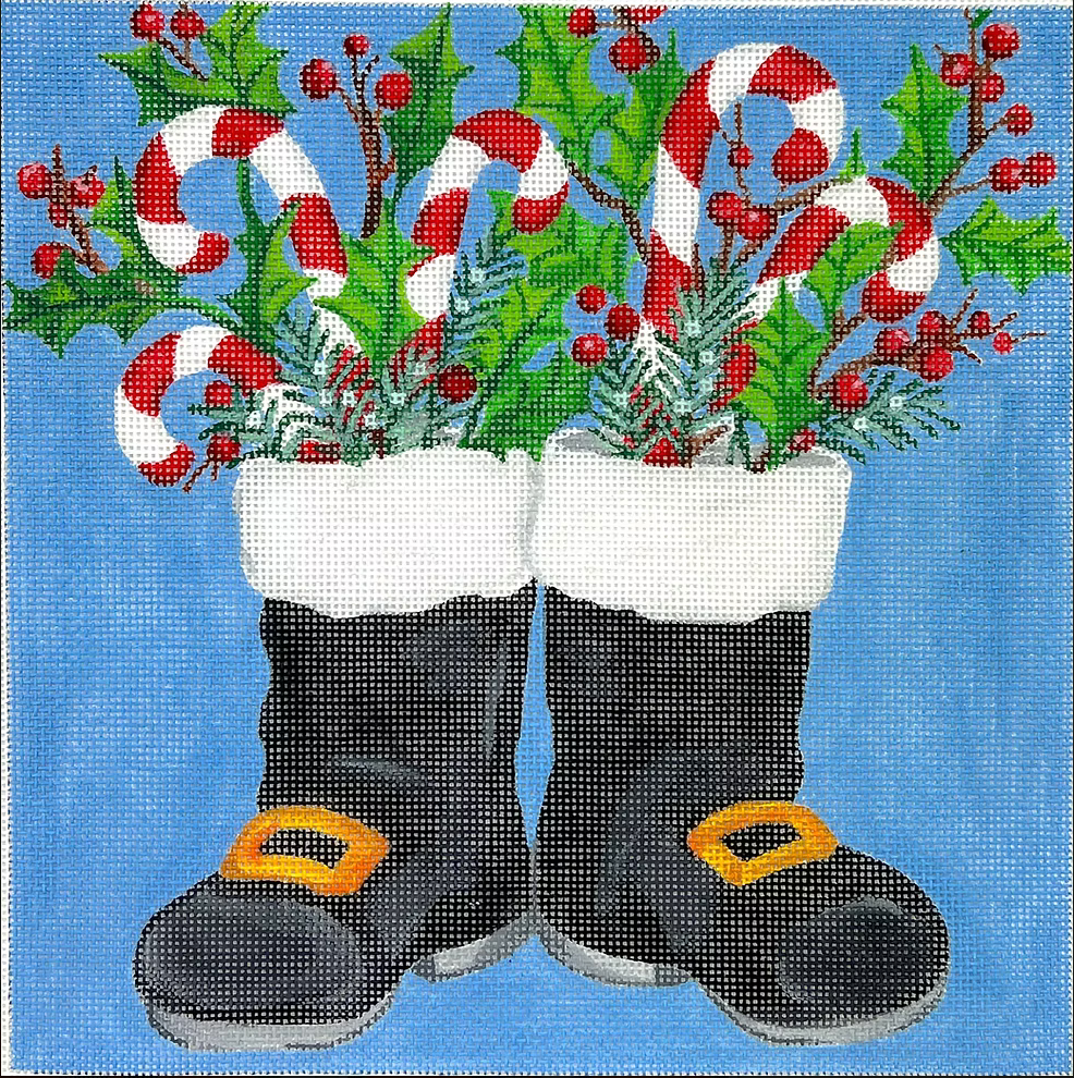 Santa's Boots with Candy Canes