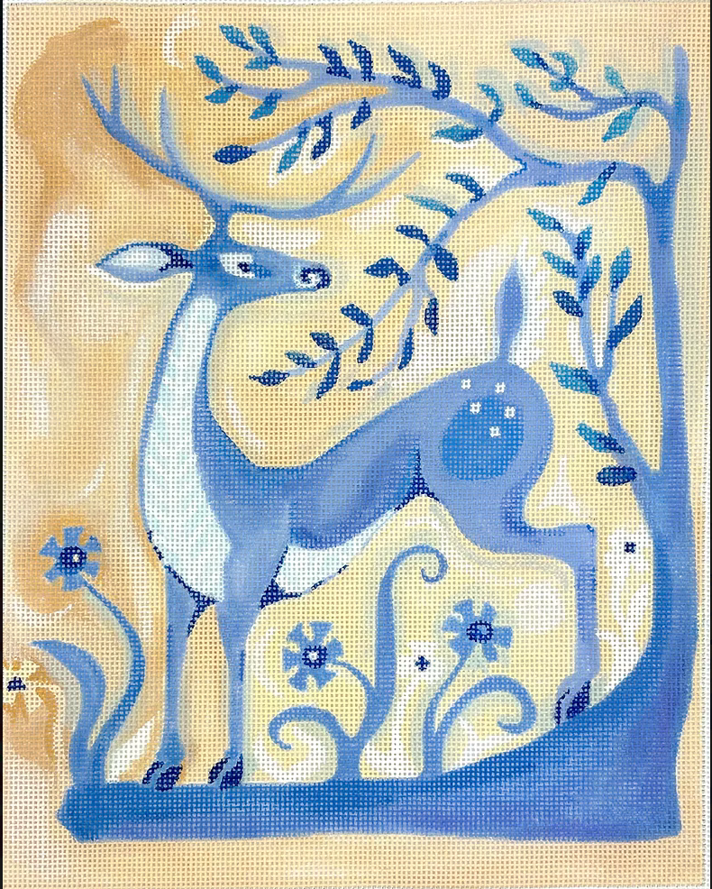 Blue Deer on Parchment