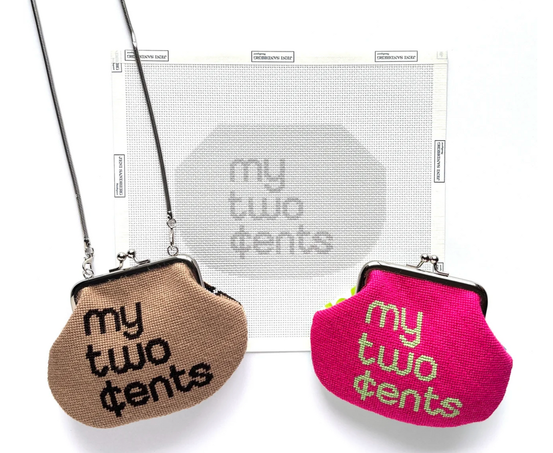 My Two Cents Kiss Lock Bag Canvas