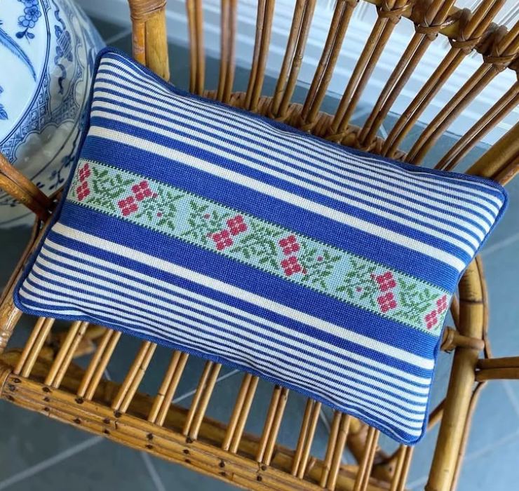 Ribbon Ticking Tri-Fold Clutch or Pillow