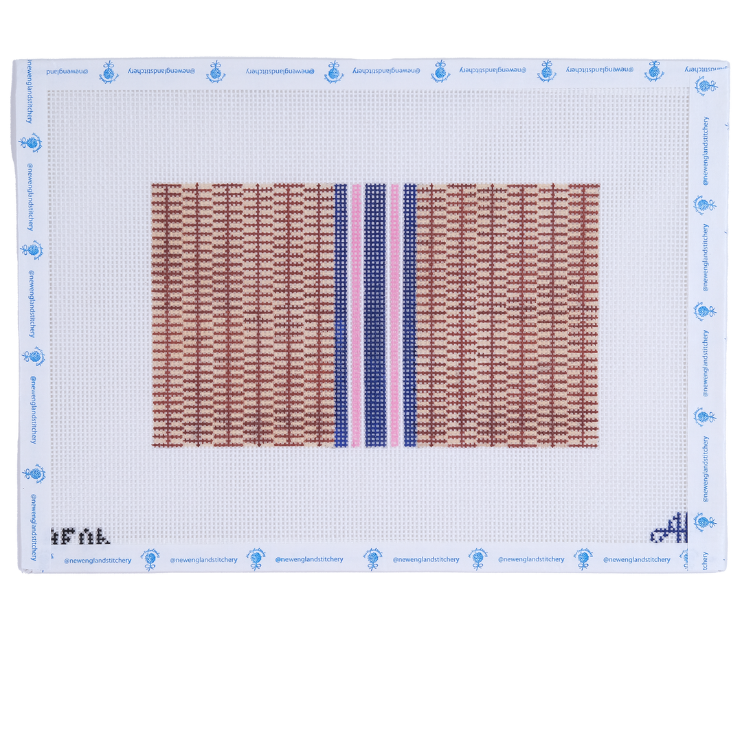 Nantucket Basket Key Fob with Blue and Pink Stripes