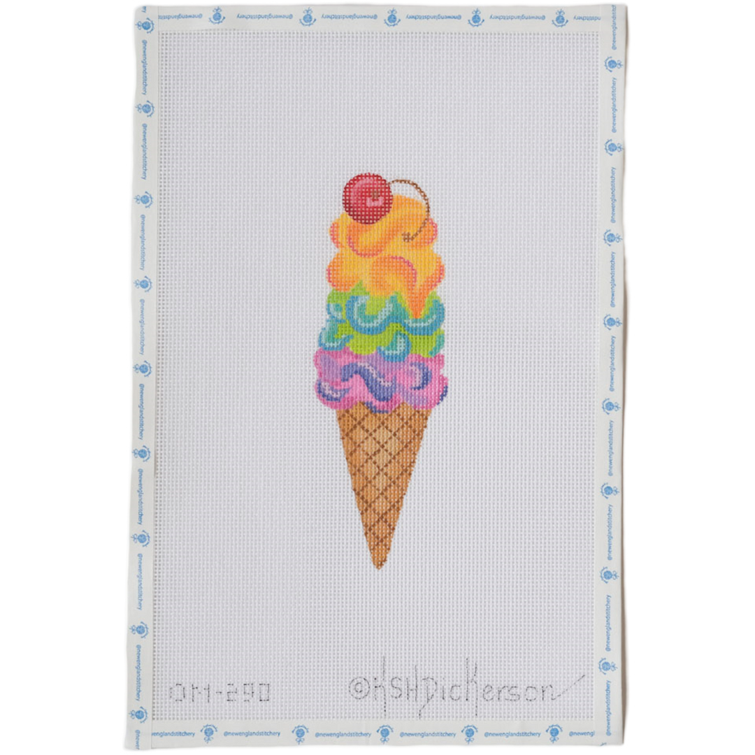 Rainbow Ice Cream Cone with Cherry