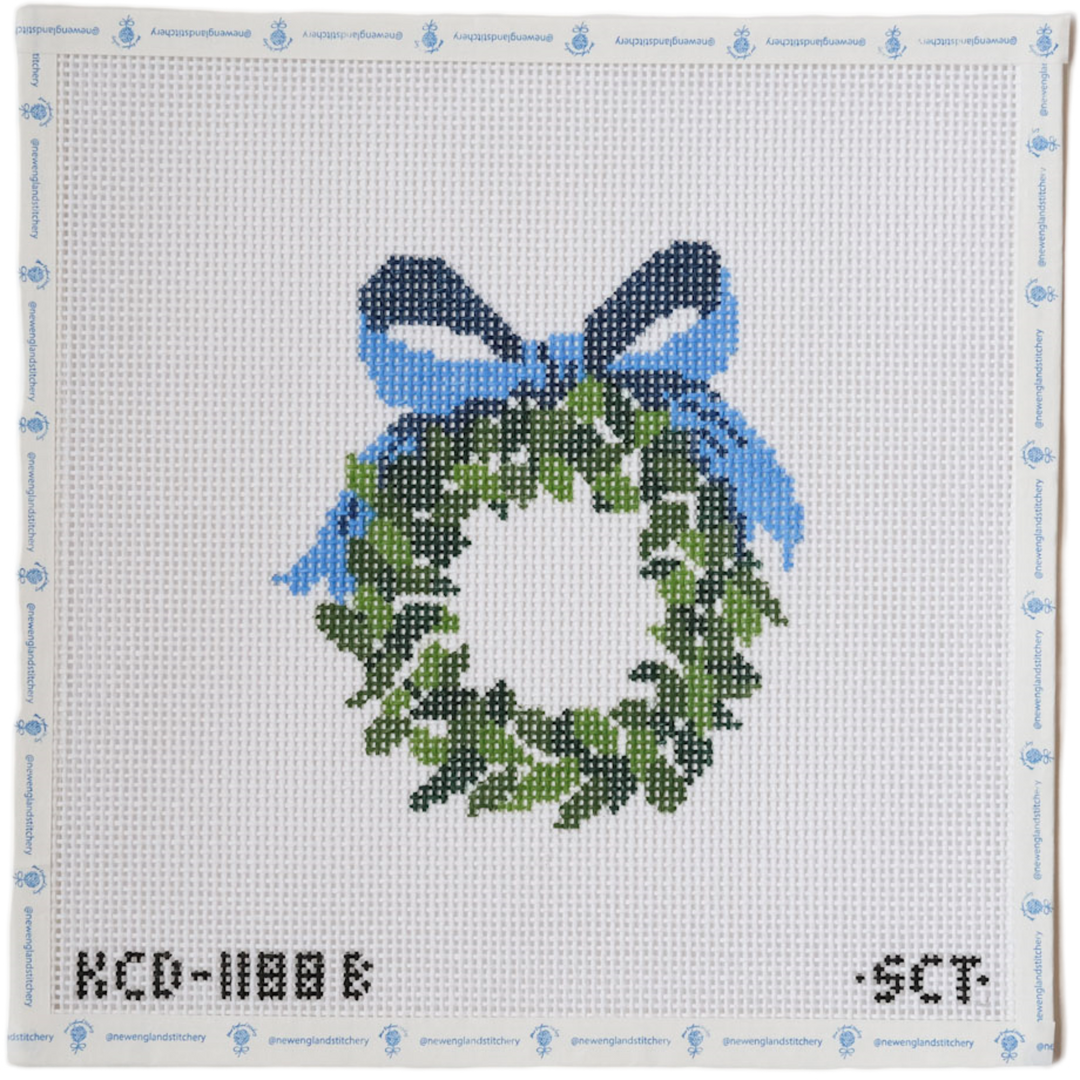 Monogramable Wreath Blue Bow