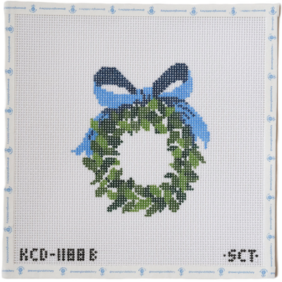 Monogramable Wreath Blue Bow