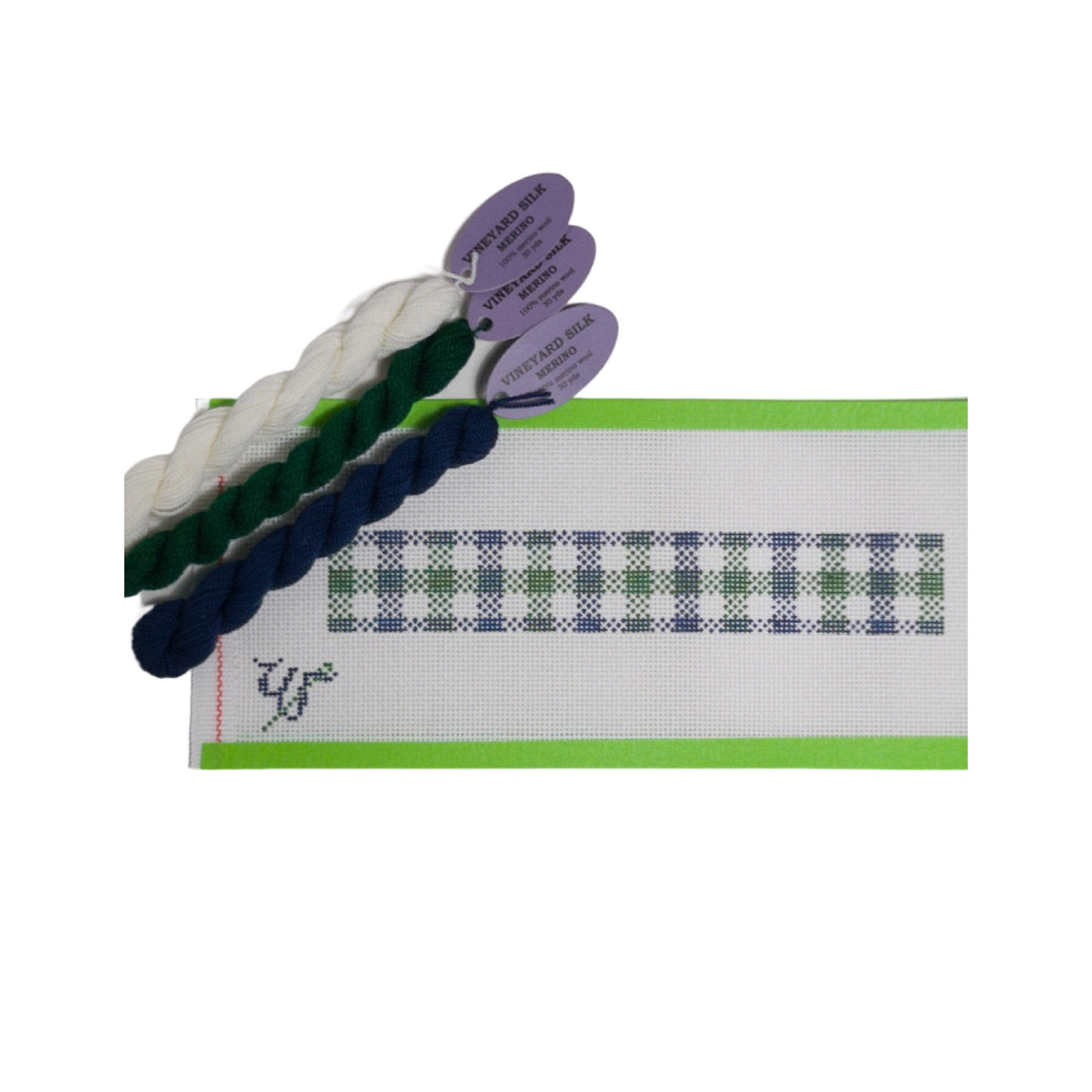 Pimlico Check Key Chain-Navy and Green